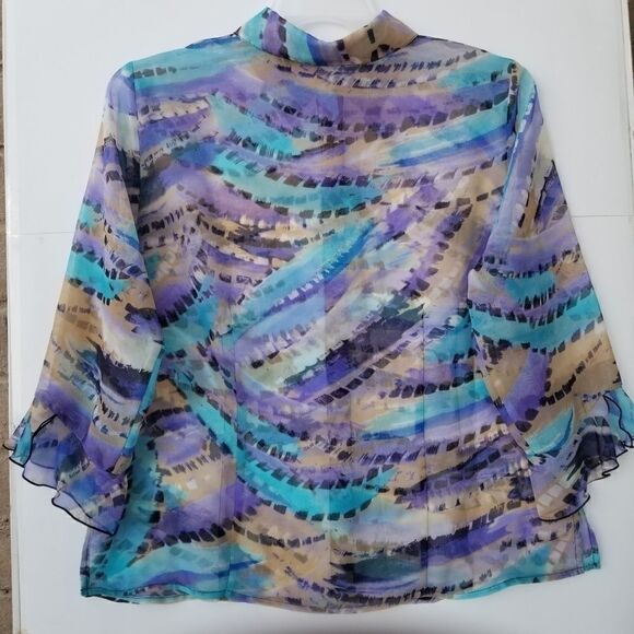 NICOLE 3/4 SLEEVED SEMI SHEER BLOUSE. SZ L - Picture 10 of 14